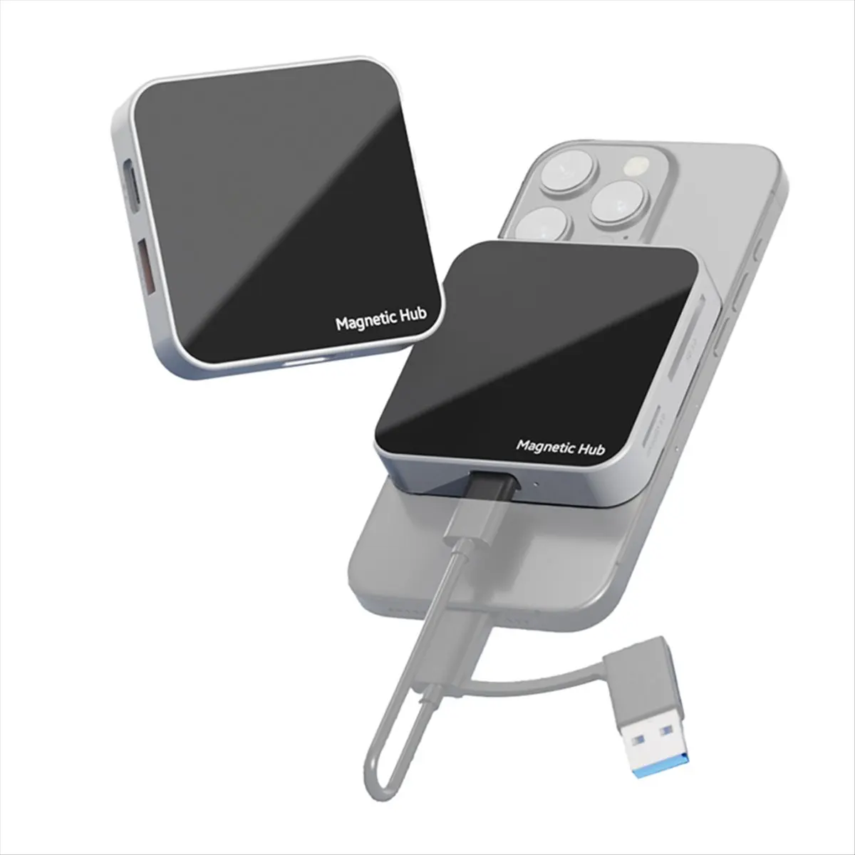 《공장 직판》7 in 1 USB-C 3.2 허브 마그네틱 도킹 스테이션 4K60Hz PD100W 충전 10Gbps 타입 C 멀티포트 어댑터 (휴대폰 L용)