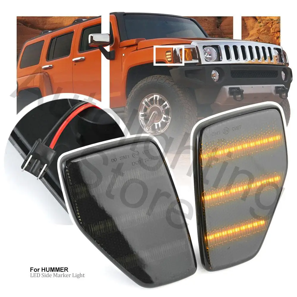 

2PCS Led Side Marker Light For Hummer H3 H3T 2006 2007 2008 2009 2010 Front Amber Fender Turn Signal Lamp