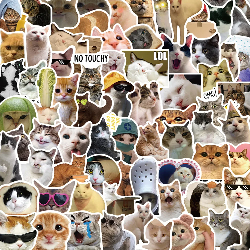 

10/30/50PCS New Cat Cartoon Personality Creative Computer Suitcase Mobile Phone ChairCar Decoration Waterproof Sticker Wholesale