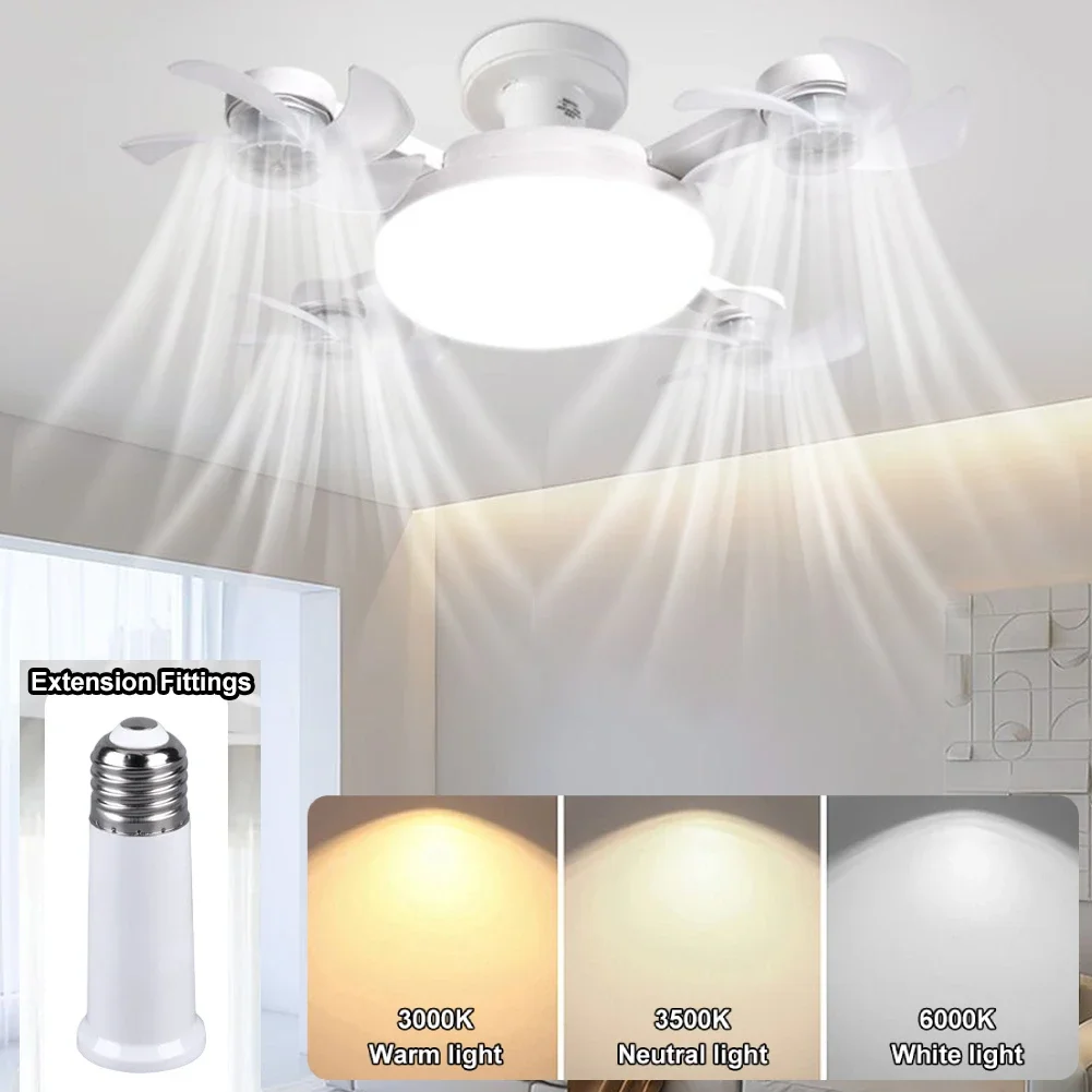 e27 Intelligent ceiling light electric fan light Kitchen high wind power Silent Easy to clean Screw Fan Light Restaurant Fan Eye