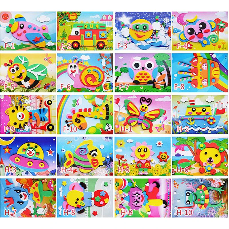 10/5Pcs 3D EVA Foam Sticker Puzzle Game DIY Cartoon Animal Learning Education Toys For Children Kids Multi-patterns Styles GYH 5