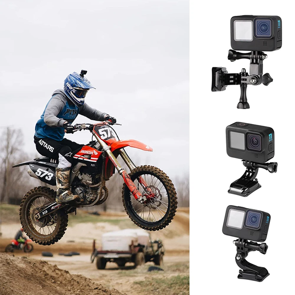 Support casque du Kit Accessoires Caméra Action 12 en 1 monté sur un casque de sport