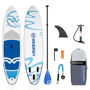 Aufblasbares Stand-Up-Paddle-Board "Wakeboard Longboard 2022" mit Luftpumpe, Tragetasche-Sicherheitsseil-Flossen-Paddel 1