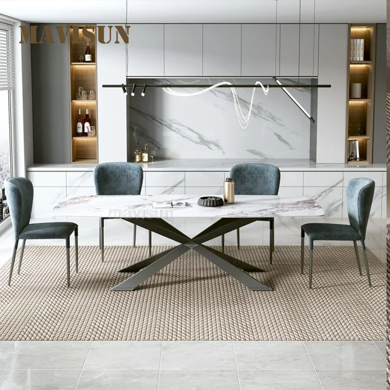 

Northern Europe Natural Marble 1.6m Rectangular Table Set For Dinner High-End Custom Design Popular Nordic Home Furniture