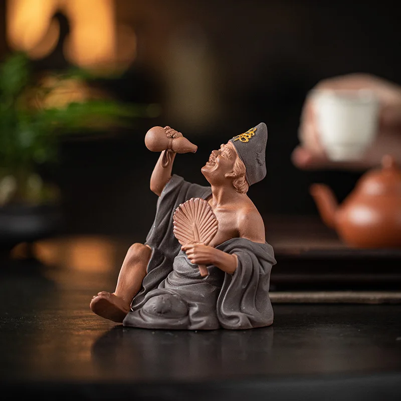 Drunken Jigong Buddha Ornaments, Ceramic Figure Statue, Dragon Subduing Arhat Zen, Home, Shelf, Desktop Decoration