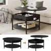 Round Lift Top Coffee Table for Living Room, 35.43'' Round Coffee Table with Storage and Hidden Compartment, 2 Tier Large 4