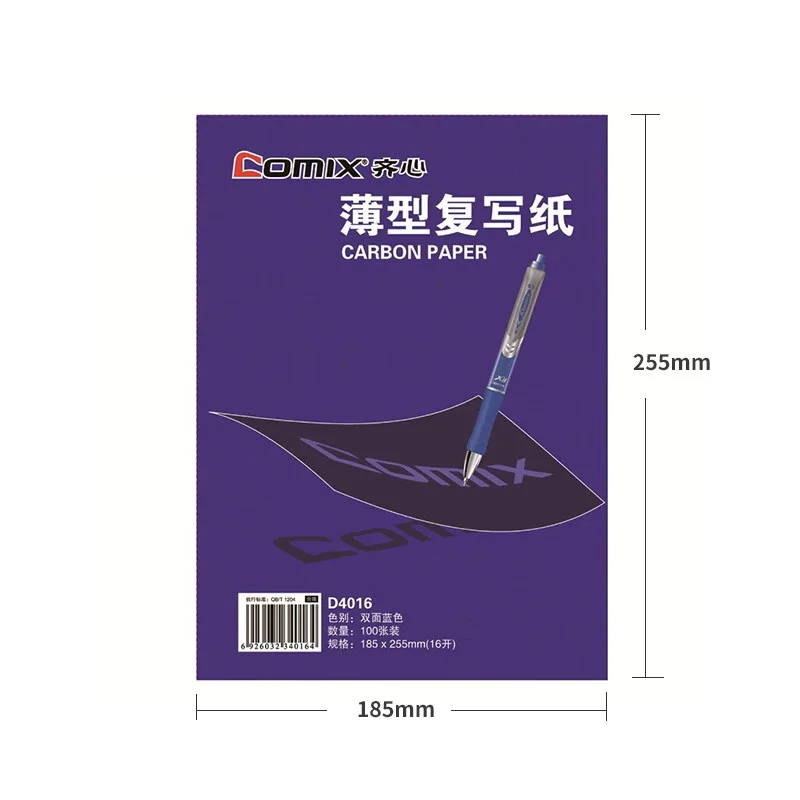 16K Carbon Paper Blue Double Sided Include 1 Red Ones 100sheets 255x185mm Good Quality Thin Type Stationery Paper Finance