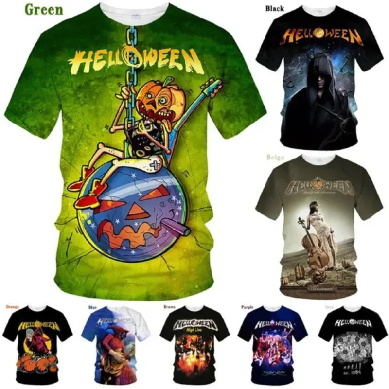 

New Heavy Metal Rock Band Helloween Graphic 3D Print T-shirt Fashion Men Clothing Harajuku Street Unisex Oversized T Shirt Tops