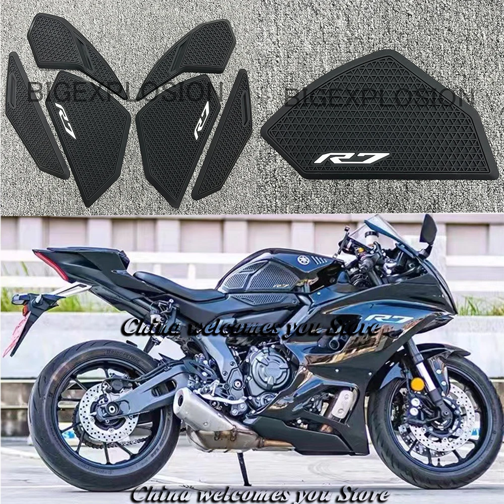 New YZF-R7- Side Fuel Tank Pad Tank Pads Protector Stickers Decal Gas Knee Grip Traction Pad Tankpad FOR YAMAHA yzf-r7 2021-2022