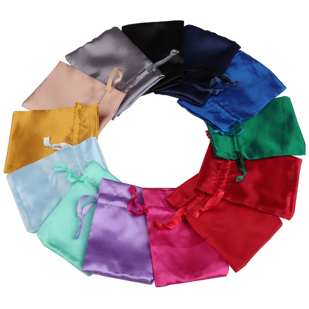 20pcs/lot Luxury Silk Jewelry Gift Bag Satin Drawstring Pouch For Wedding Party Candy Bag Jewelry Packing