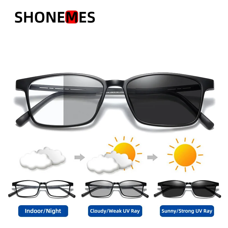 

ShoneMes Photochromic Square Eyeglasses Anti Blue Light Glasses TR90 Frame Optical Computer Eyewear for Men Women