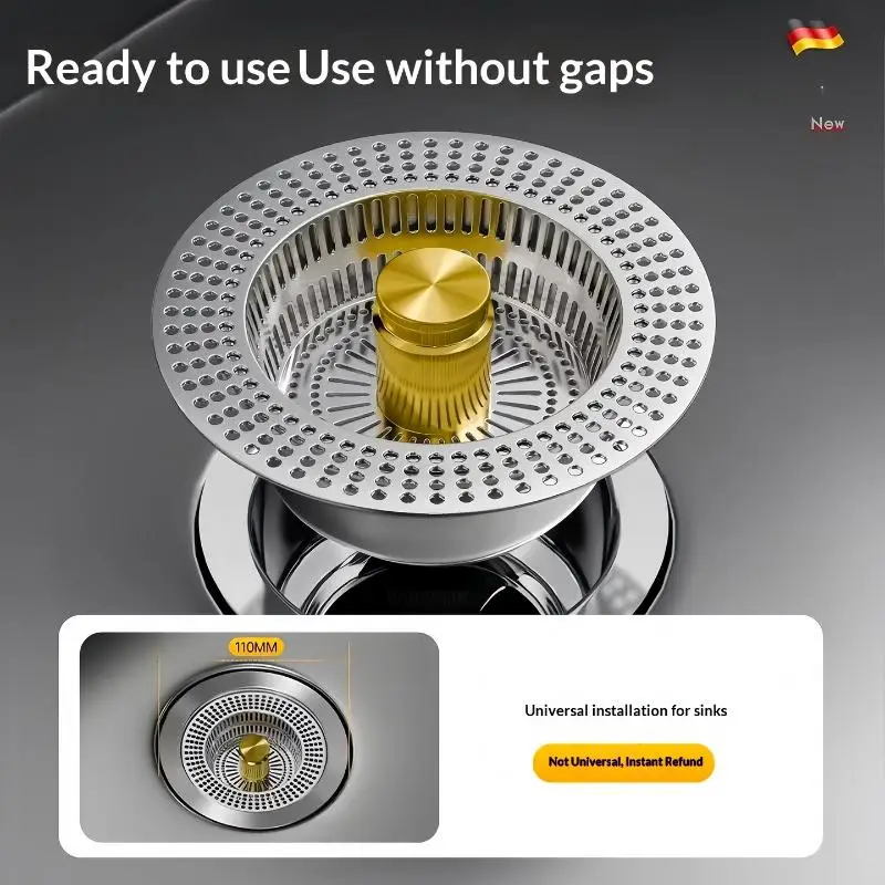 Premium Stainless Steel Anti-Clog Kitchen Sink Strainer with Basket Filter and Stopper