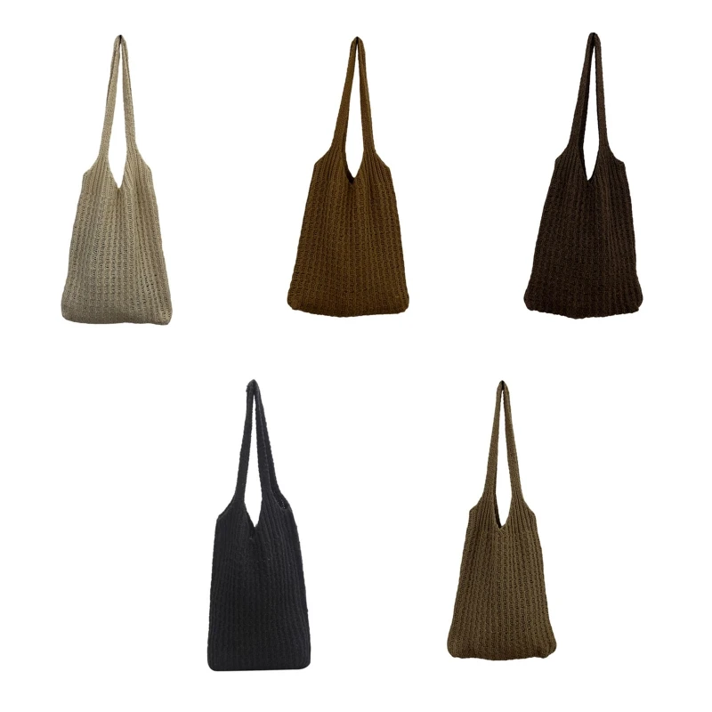 

Exquisite Tote Bag Solid Color Shoulder Bag Knitted Bag Handbag for Girlfriend
