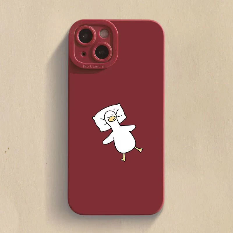 thumbnail image 1 of Cute Cartoon Lying Flat Duck Phone Case For iPhone 15 Pro Max 11 12 Mini 13 14 Pro Max X XS XR 7 8 14 15Plus Soft Silicone Cover, 1 of 5