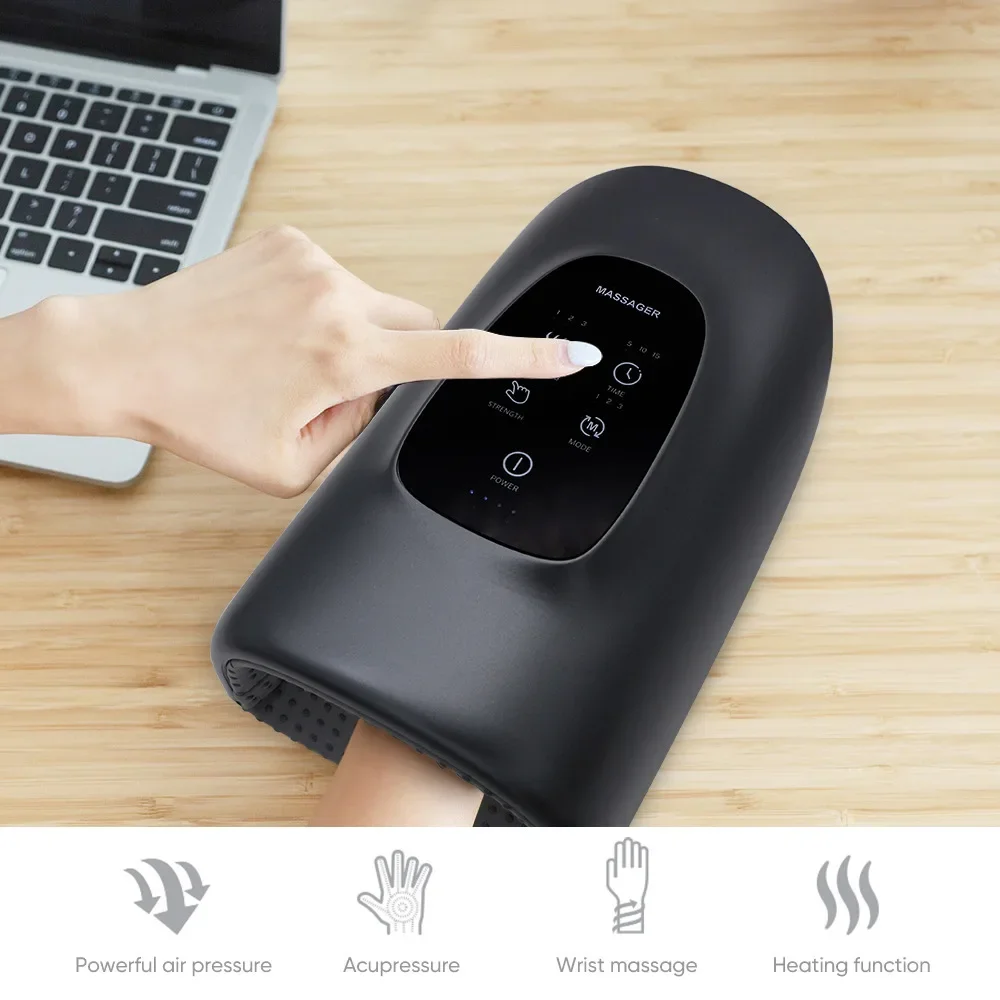 Cordless Electric Hand Massager for Home Use, Rechargeable Kneading Massager, Heat Air Compression Bag Wrap