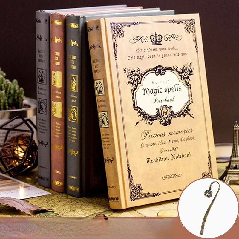 

A5 European Retro Notebook Student Writing Painting Beige Blank Inside Page Hand Account Book Hard Face Magic Reading Excerpt