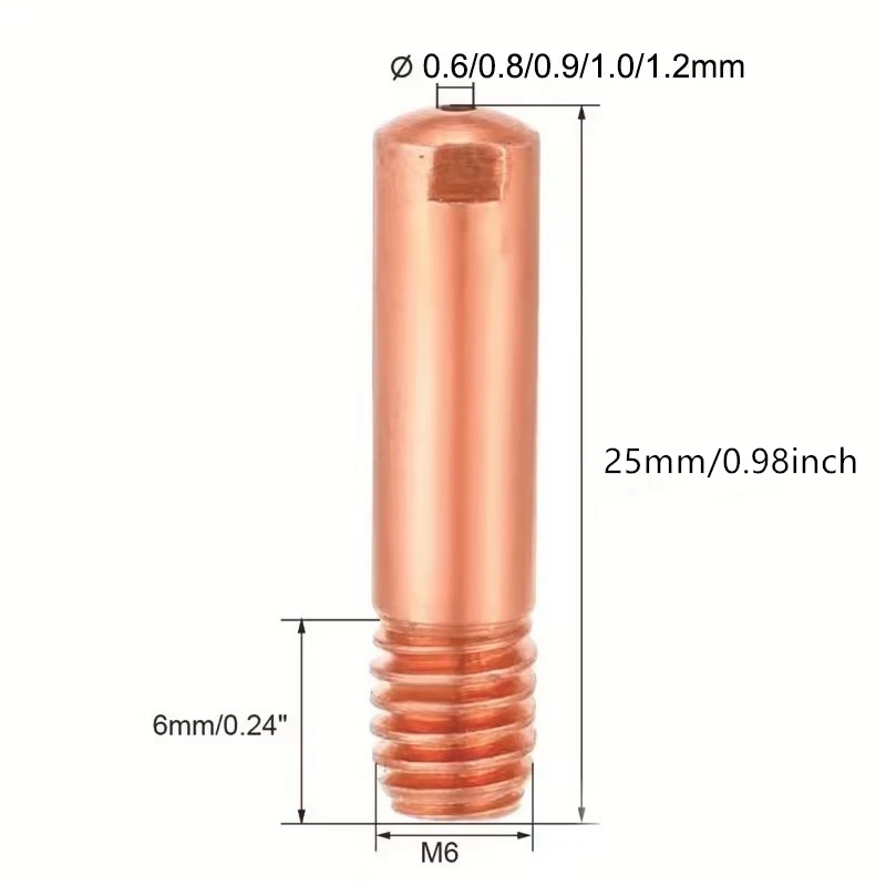 Welding Contact Tip 5/10PCS Tip Gas Nozzle MB-15AK M6*25mm 0.6/0.8/0.9/1.0/1.2mm For MB-15AK 14AK MIG/MAG Part