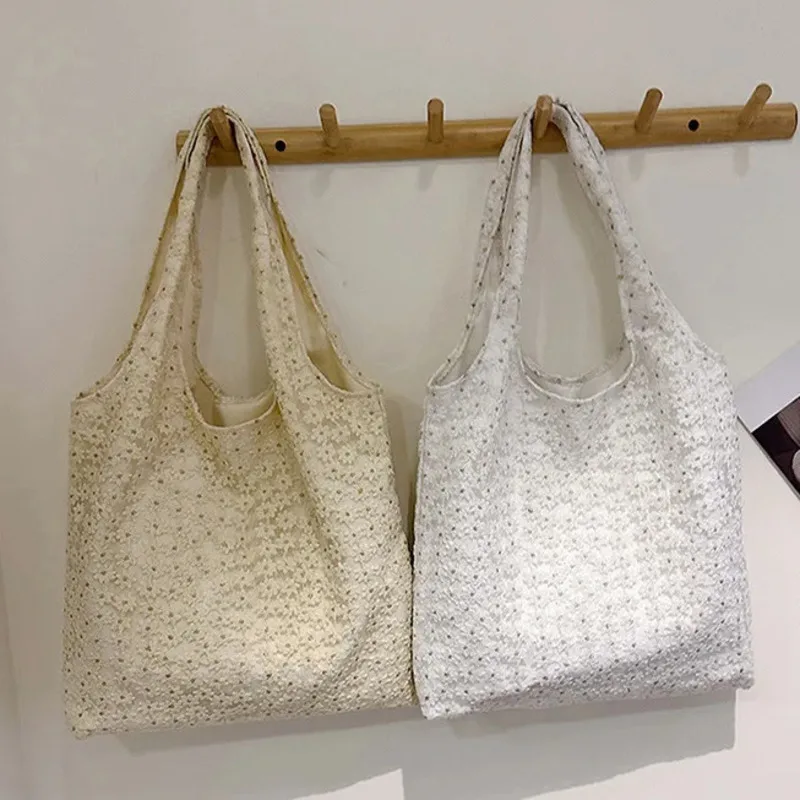 Fragmented Flower Women's Shoulder Bag Lace Exquisite Casual Handbag Simple Large Capacity Commuting Multicolour High Quality