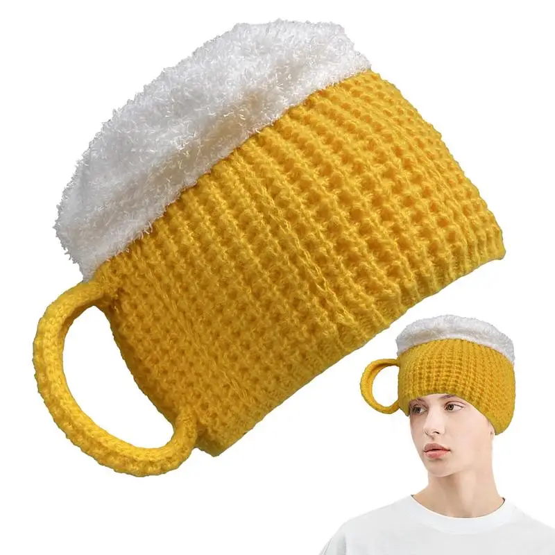 Unisex Beer Cup Hats Fun Gift Warm Pullover Cap Ear Warmers