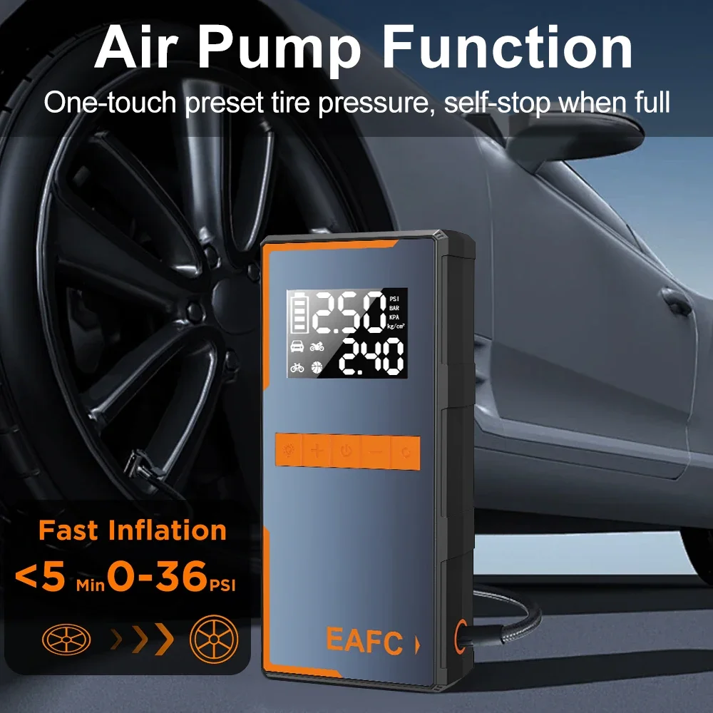 Car Jump Starter 12V Starting Device 1200A with Air Compressor Battery Charger Booster Emergency Start For Petrol Diesel Cars