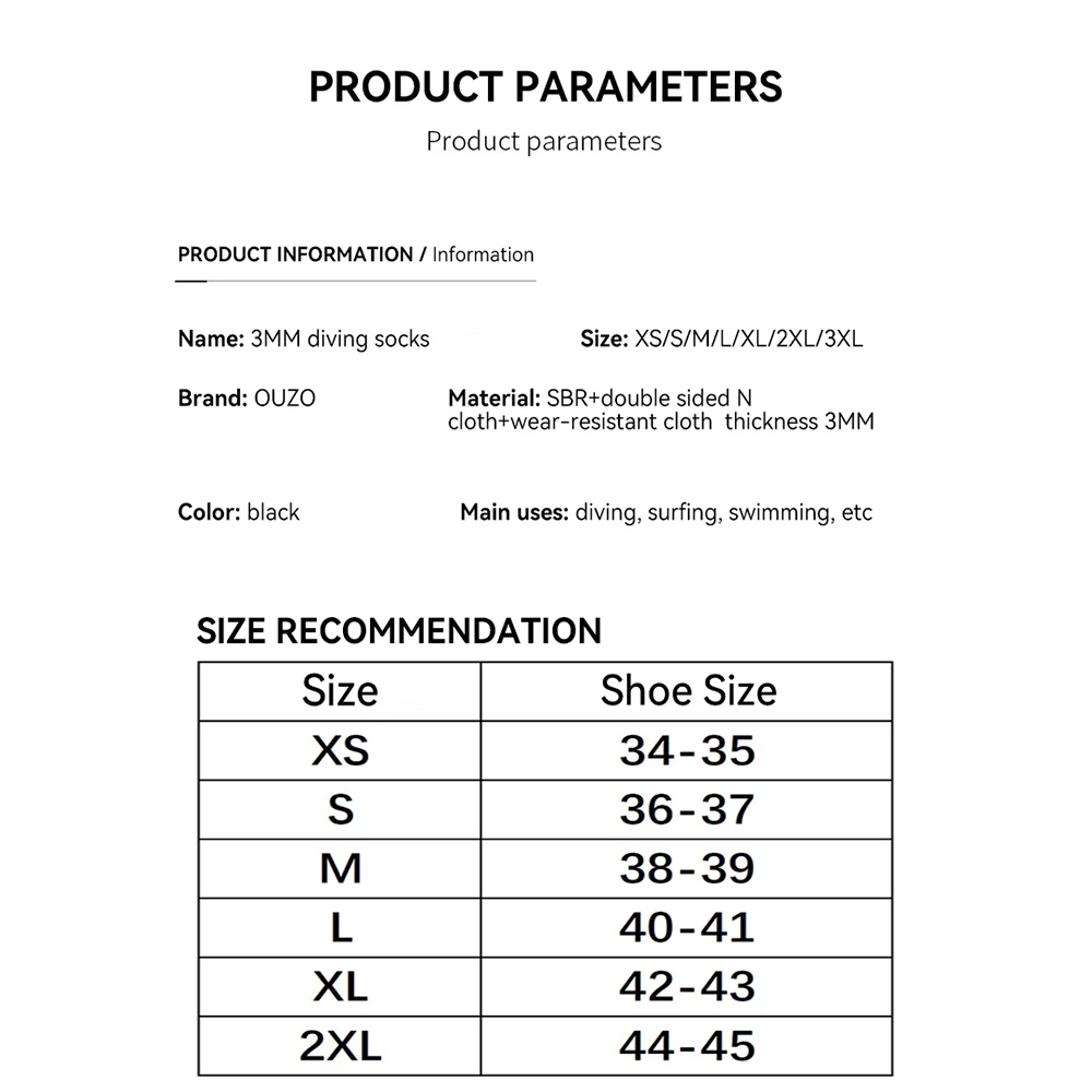 Neoprene Water Booties Men Women's 3mm Neoprene Diving Socks Cold Resistant Warm Wear-resistant Anti Slip Socks Swimming Snorkeling Surfing Beach