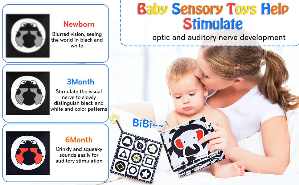 Libro sensoriale in stoffa per neonato bianco e nero_voghion.com