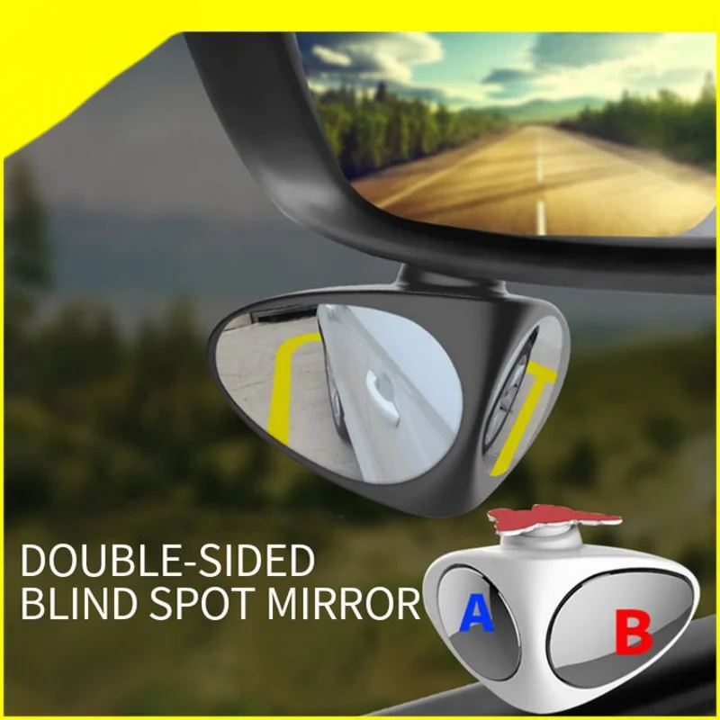 

1PC 360 Degree Rotatable 2 Side Car Blind Spot Convex Mirror Auto Exterior Rear View Parking Mirror Safety Accessories