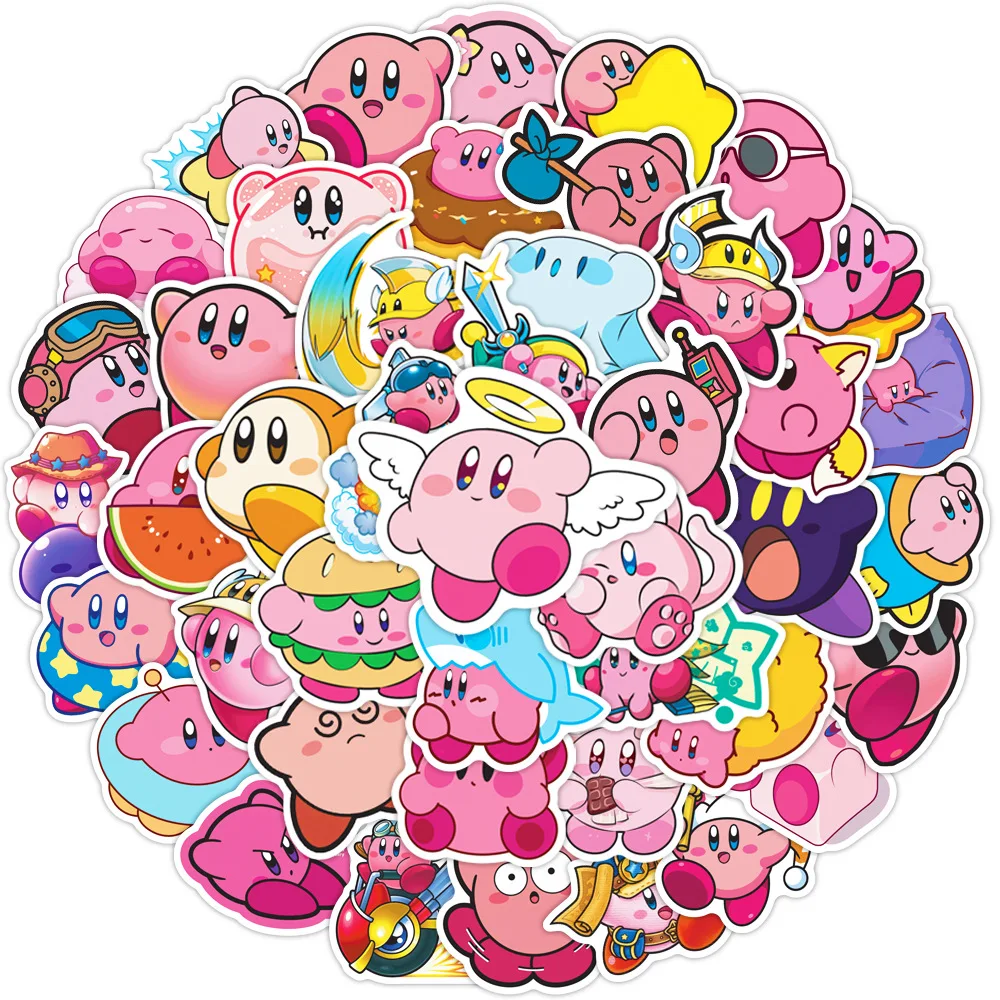 10/30/50PCS Kawaii Kirby Anime Game Stickers Skateboard Fridge Guitar Laptop Motorcycle Travel Cute Cartoon Kid Toy Sticker Gift 10 30 50pcs bungou stray dogs anime sticker scrapbook bike mobile laptop kids toys diy car guitar fridge decal decor stickers