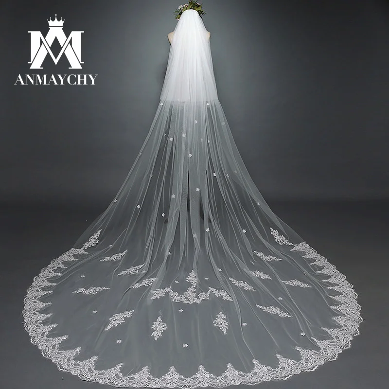 

Two-layer Wedding Bridal Veil With Comb 2024 Appliques Flower 3 Meters Veil Wedding Accessories Velo De Novia