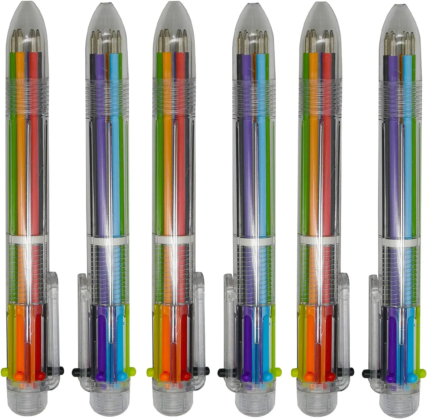 50st Veelkleurige Balpen 6-In-1 Diverse Kleuren Intrekbare Balpen Voor Gladde Schrijfwaren