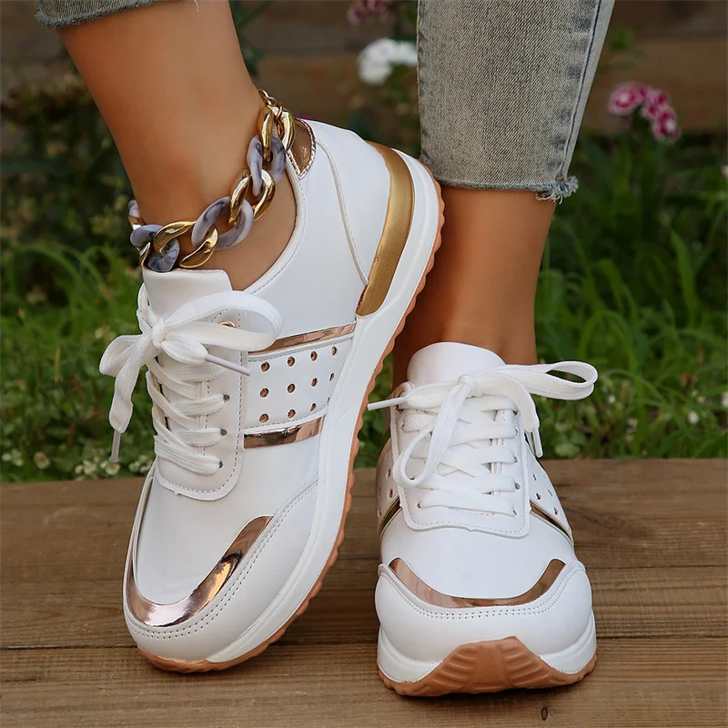 Sneakers Women Platform Shoes Leather Patchwork Woman Casual Shoes Sport Shoes Ladies Outdoor Running Vulcanized Shoes