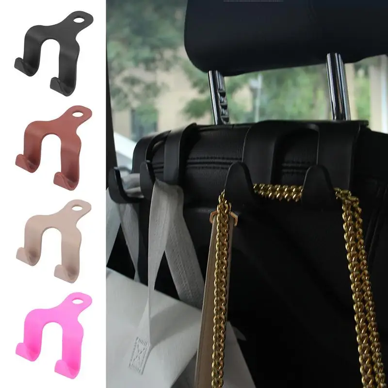 

Headrest Hooks for Car Double Head Car Holder for Purses Auto Seat Hook Hangers Storage Organizer Phone Stand Interior Accessory