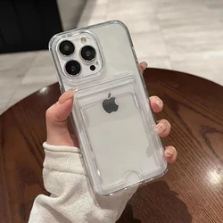 Clear Shockproof Acrylic Wallet Phone Case with Transparent Card Slot Holder - iPhone 12 (Clear)