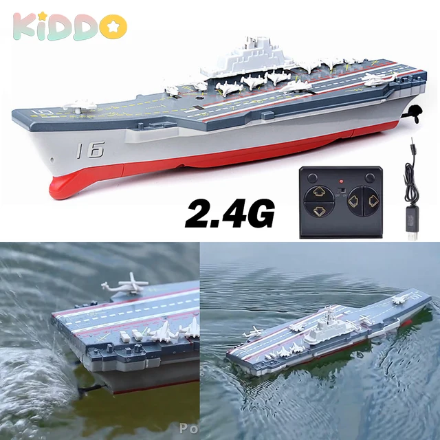 Mini RC Boat Aircraft Military Model Ship Electric Wireless Remote Control Boat Toys for Boys Children 2.4G RC Children Gift