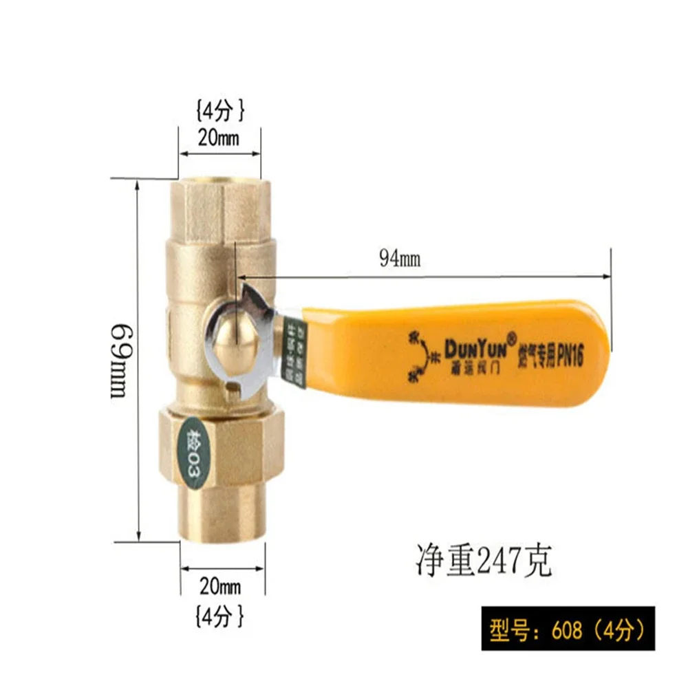 All Copper 4 Points Gas Valve Copper Ball Valve Core Inner And Wire Tee Gas Natural Switch Ball