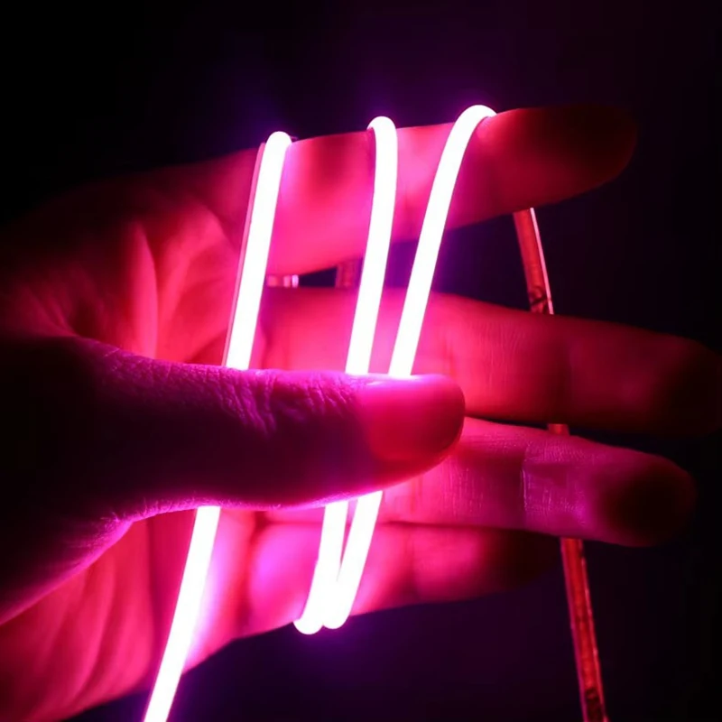 2.7Mm 울트라 좁은 Led 스트립 레드/블루 3V/5V 480Led 유연한 Cob 스트립 실내 캐비닛 옷장 선형 장식 조명 Usb 플러그