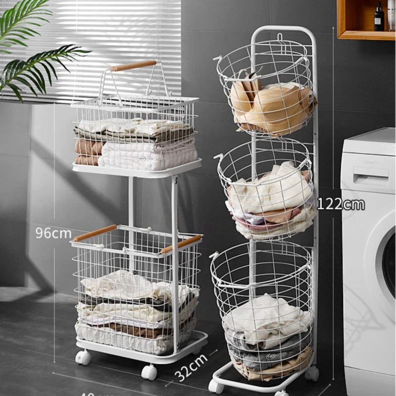 Simple Laundry Basket Multi-functional Storage Basket Hollow-out Breathable  Dirty Clothes Convenient Mobile Organizing Baskets