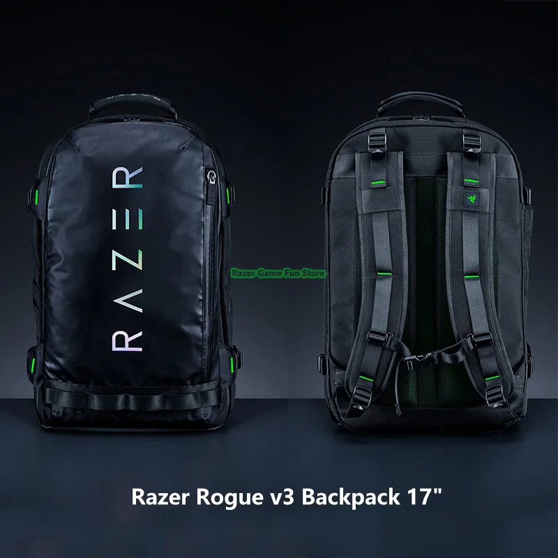 오리지널 Razer Rogue 16 17인치 백팩 V3 노트북 백팩 여행 가방 - TPU 패딩 스크래치 방지 내부 - 찢어짐 및 방수