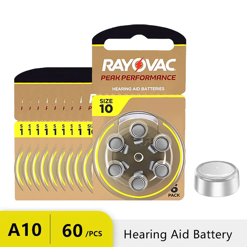 Digital, Rayovac Peak, Alto Desempenho, 10 A10, ZA10, 10A, P10, PR70, 60Pcs