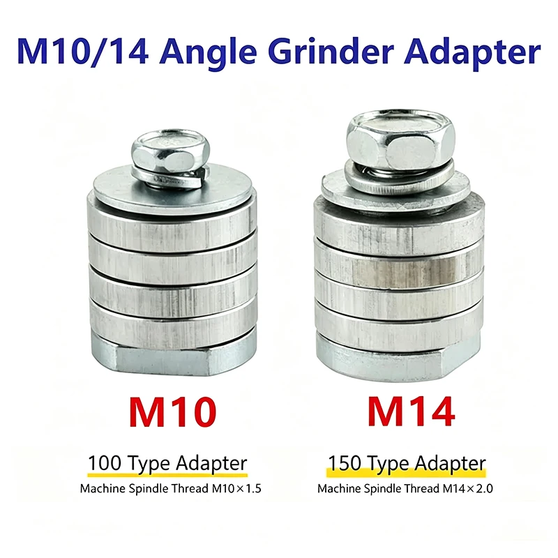 M14 M10 Winkelschleifer-Adapter, Nutmaschinen-Adapter, Umrüstkit, Flansch, Metall-Sicherungsmuttern, Schlitzung, Typ 125 150