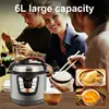 Houselin digital rice cooker, steamer, grain, multi-function cookware, 6L,1000W, stainless steel appearance, black 6