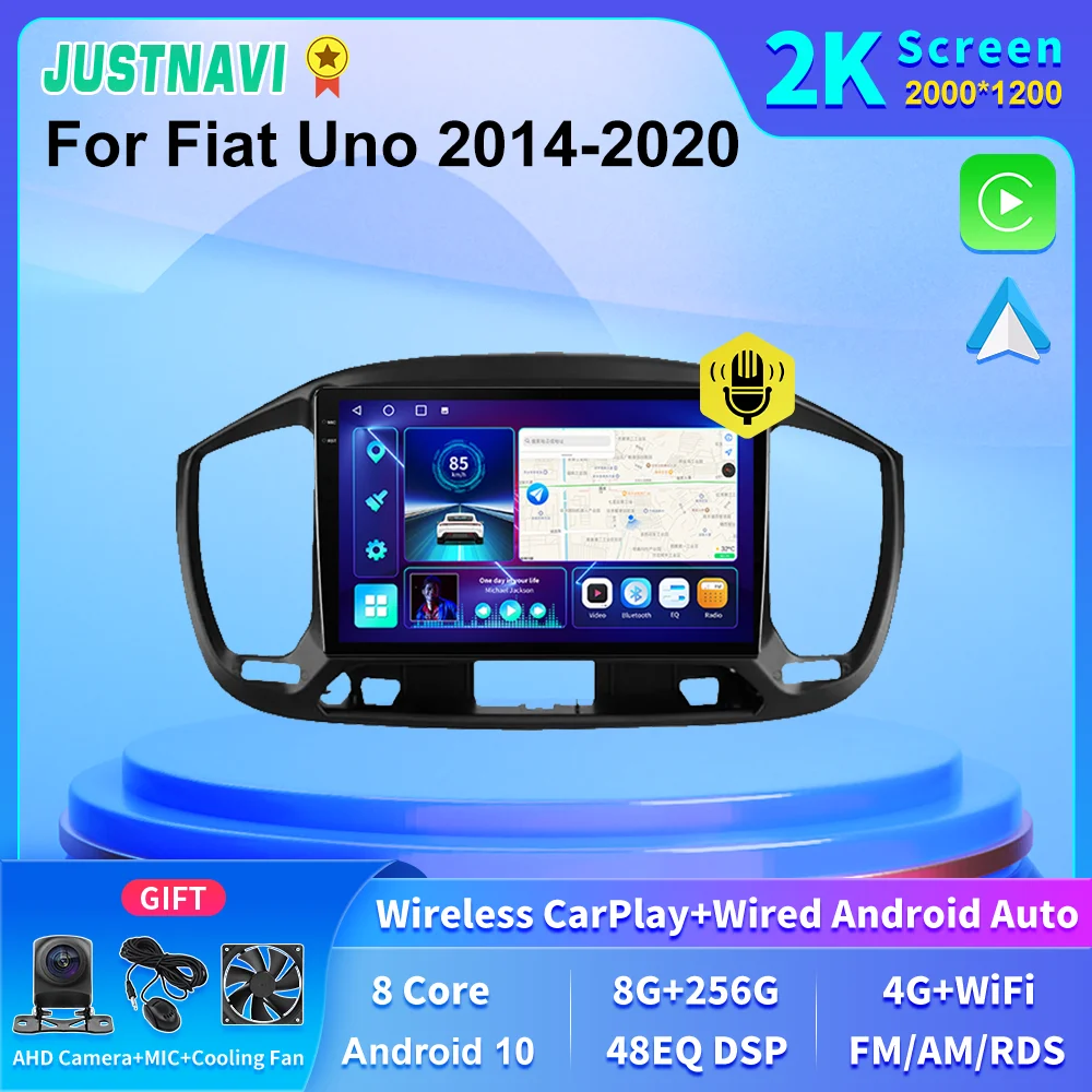 

JUSTNAVI 2K Screen Android 4G LTE Car Radio Multimedia Stereo For Fiat Uno 2014 2015 2016 2017 2018 2019 2020 GPS Carplay DSP BT