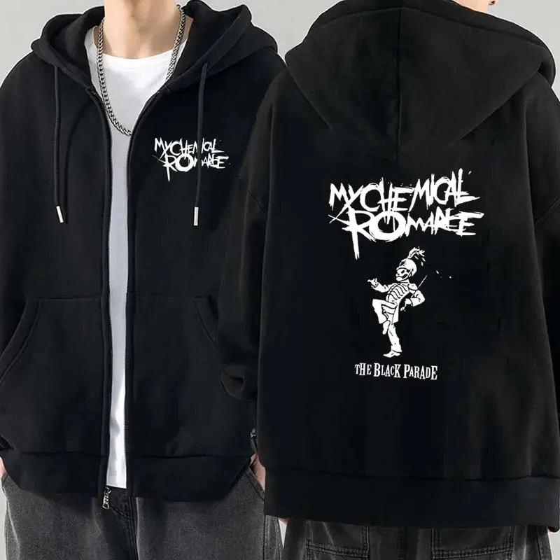 Men Fashion Hoodies Jacket Coats My Chemical Romance Mcr Dead Zipper Hoodie Top Loose Black Parade Punk Emo Zip Up Sweatshirt 3