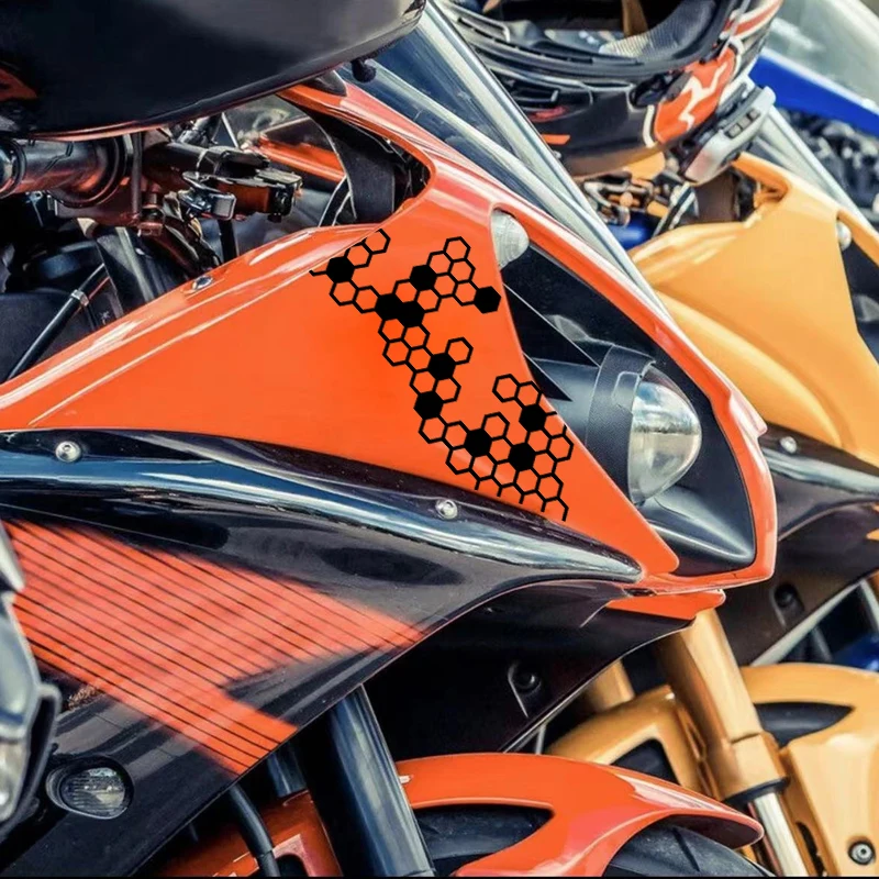 Honeycomb Gear Motorcycle Stickers for Moto Fairing Fuel Tank