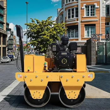 Macchina per rulli stradali alimentata dal motore Produttore di macchine per rulli a doppio tamburo da 1 tonnellata con mini compattatore a rulli a doppio tamburo in Cina