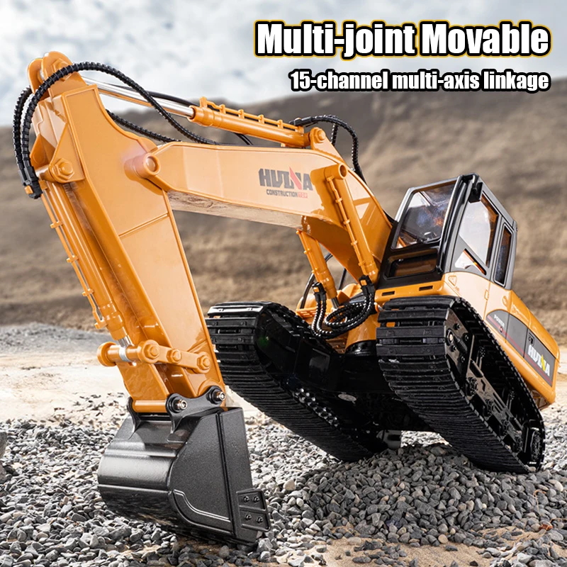 Huina 1535 1/14 Rc Excavator Remote Control  Truck Toy Excavator with Lights RC Trucks Tractor Model Engineering Car Toys Boys 2