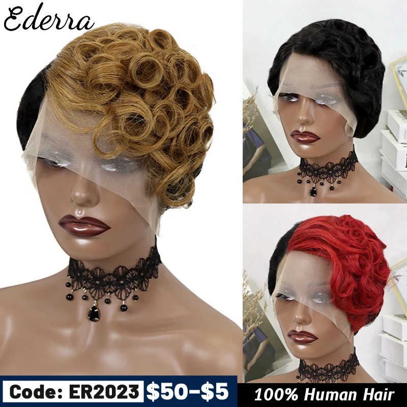 

Парик с короткими вьющимися волосами фея, парики из человеческих волос, дешевый парик из человеческих волос, T-образный Прозрачный парик на сетке для женщин