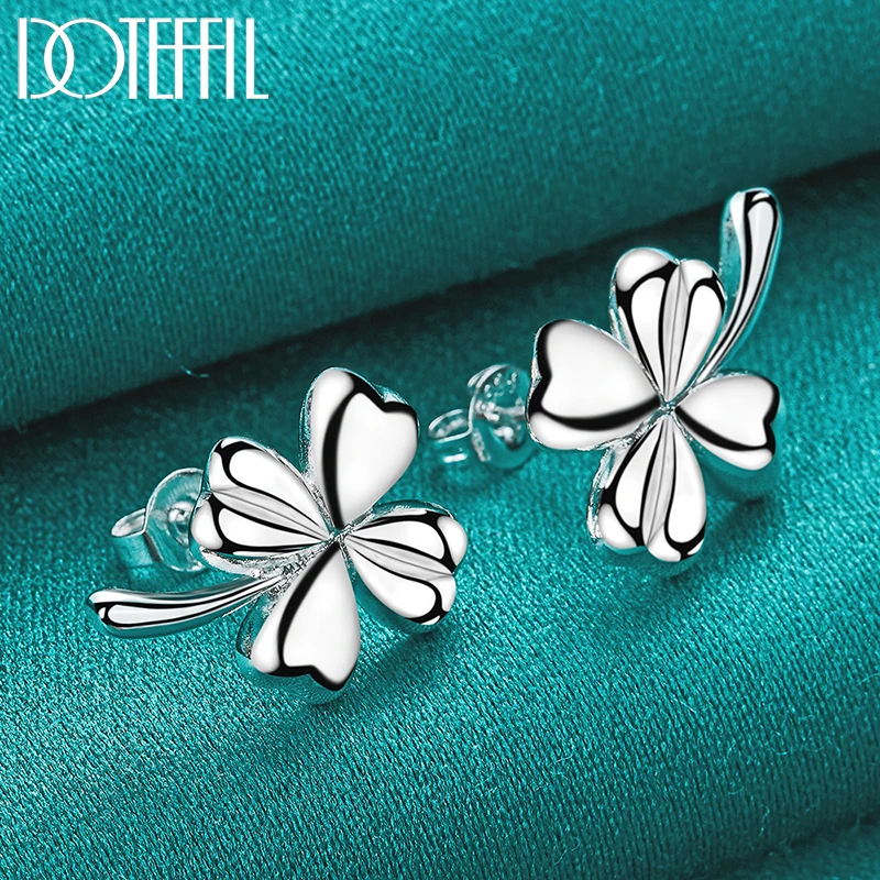DOTEFFIL 클로버 꽃 목걸이 귀걸이 패션 여성 매력 쥬얼리 쥬얼리 세트