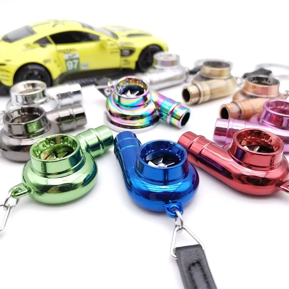Turbo Key Chain With Real Sound Zinc Alloy Turbo Key Ring With Sound Sleeve Bearing Spinning Key Buckle for Auto Accessories
