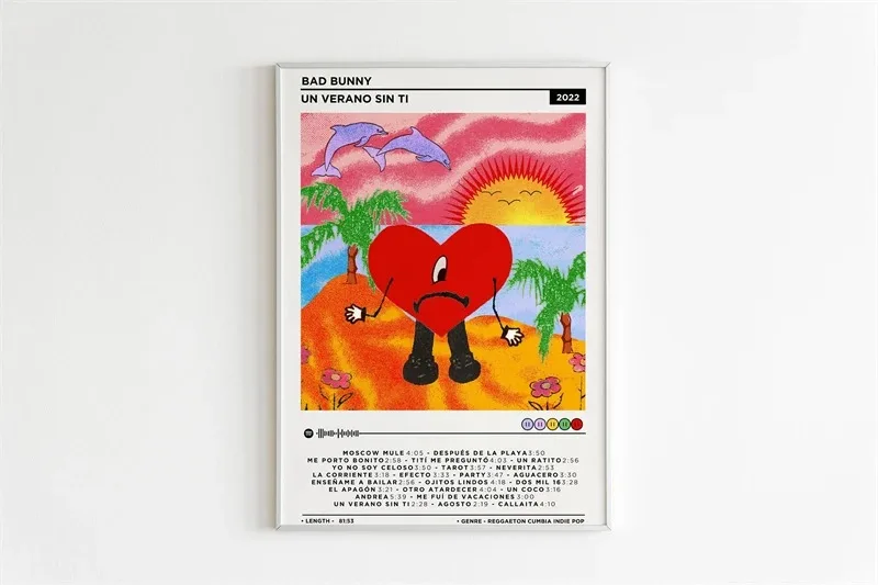 Ban Bunny ポスター Bad Bunny Un Verano Sin Ti Hip Hop Rock Poster 20x30cm